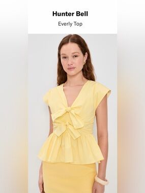 HUNTER BELL Everly Peplum Top in Pale Yellow